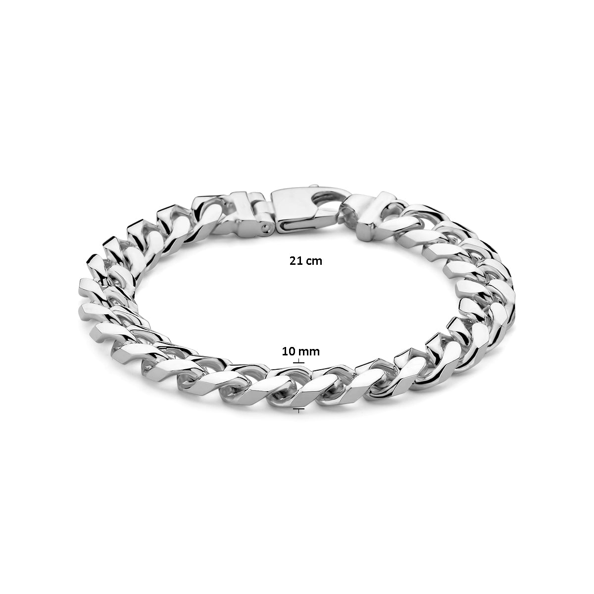 Armband Panzerkette 6-fach geschliffen 10 mm 21 cm Silber weiß