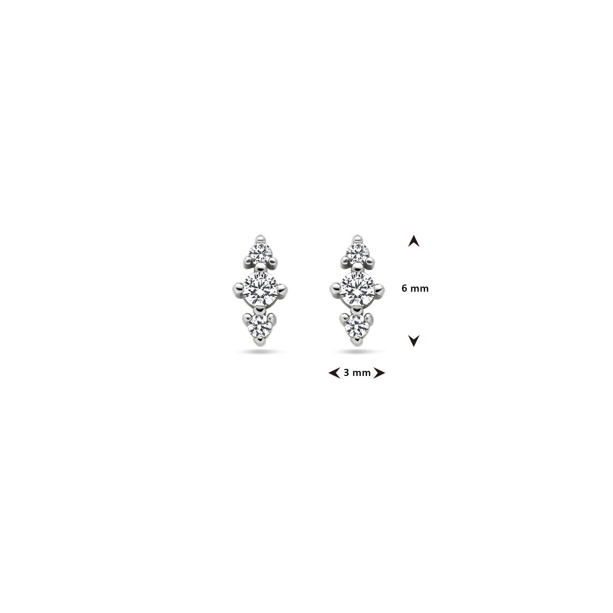 oorknoppen zirkonia zilver gerhodineerd