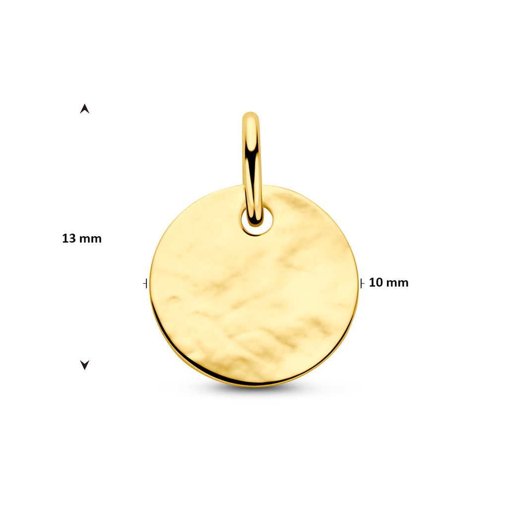 graveerhanger rond gehamerd 10 mm 14K geelgoud