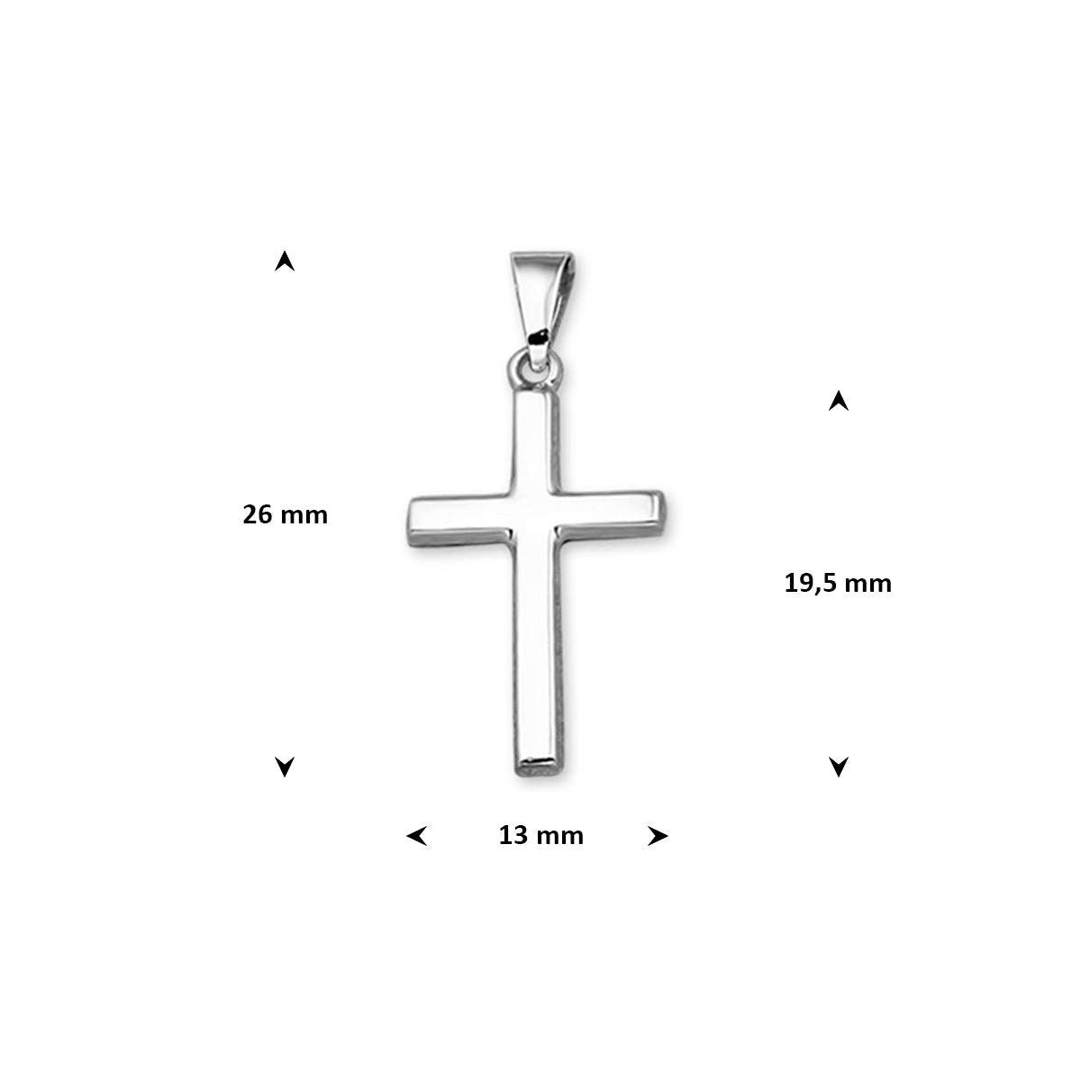 Anhänger Kreuz 19,5 mm 14K Weißgold