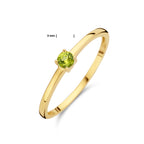Ring mit Geburtsstein Peridot, 14. August, Gelbgold