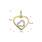 hanger hartjes zirkonia 14K bicolor goud geel/wit