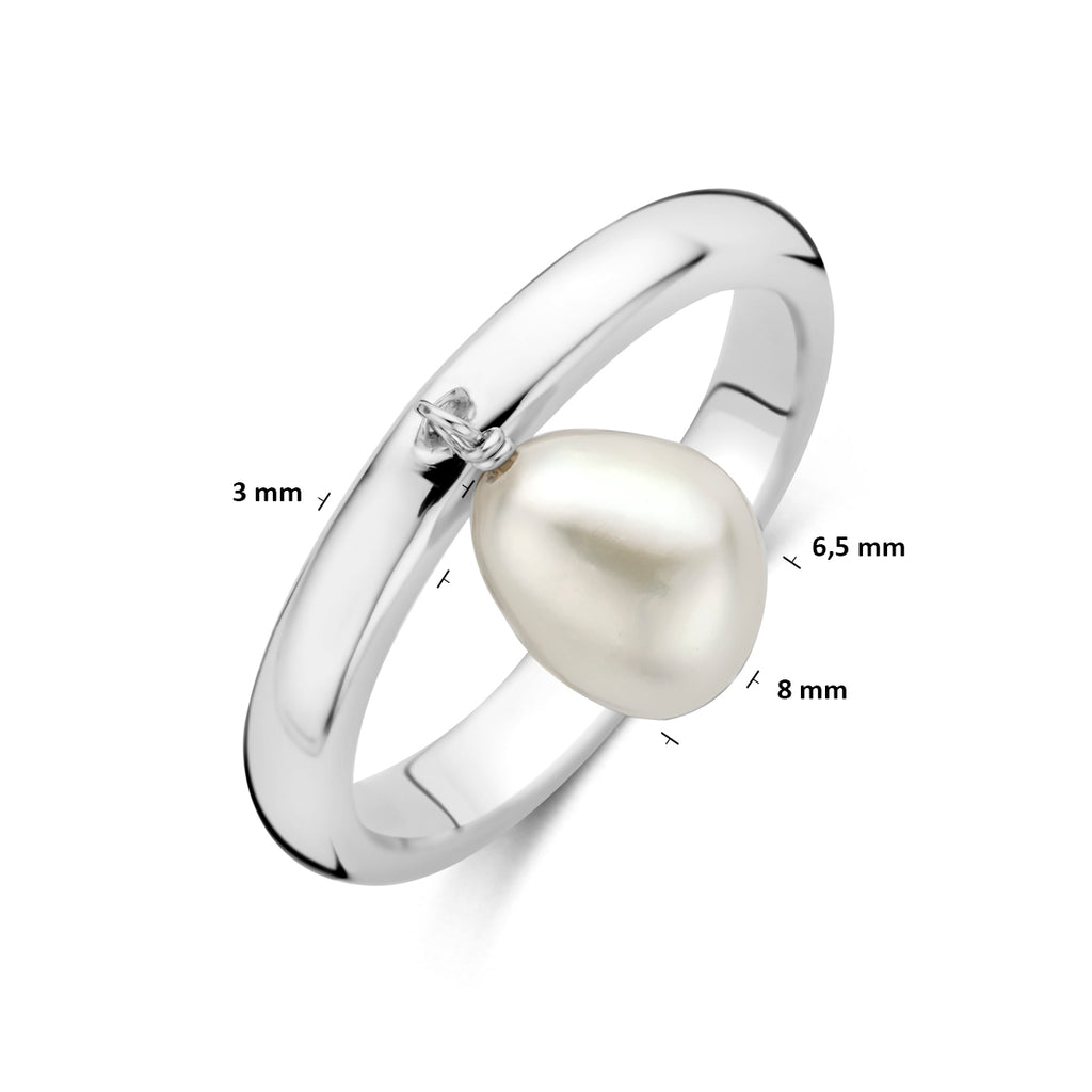 Ring Perle Silber rhodiniert