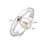 Ring Perle Silber rhodiniert