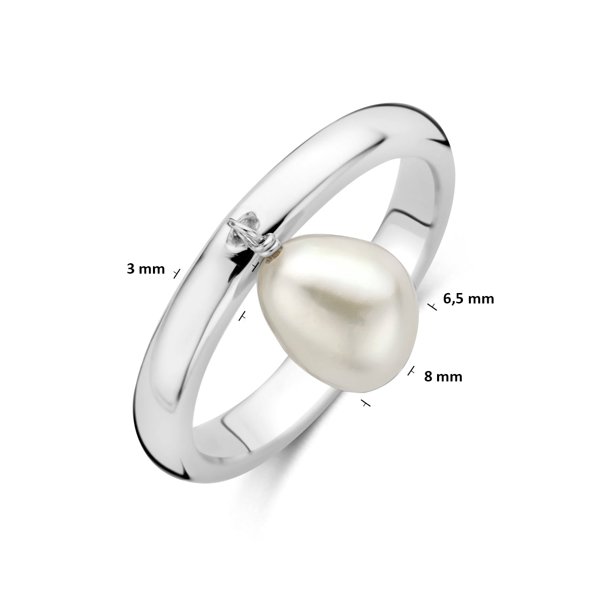 Ring Perle Silber rhodiniert