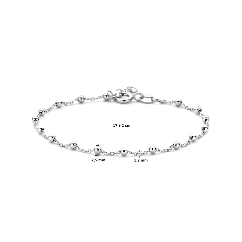 Armband Kugeln 2,5 mm 17 + 2 cm Silber rhodiniert