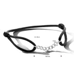 Armband Satin schwarz 13 - 26 cm rhodiniert Silber mit Gummi/Nylon/Leder