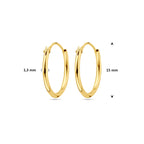 9k oorringen ronde buis 1,3 mm 9K geel