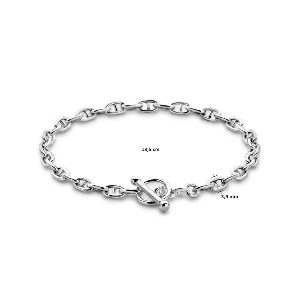 Armband Marine Rundrohr 3,9 mm 18.5 cm Kapittelschloss Silber rhodiniert