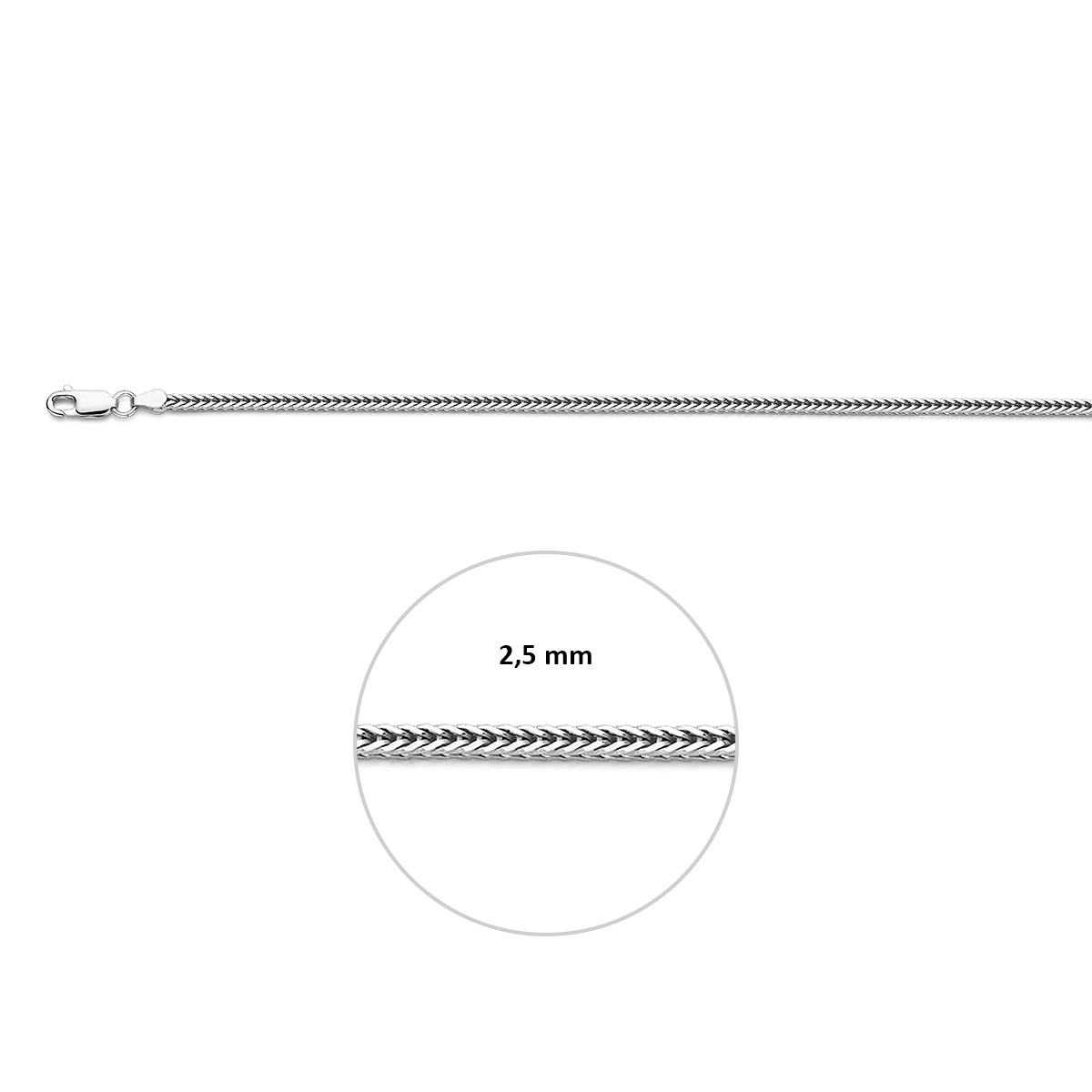 vossestaart 2,5 mm zilver wit