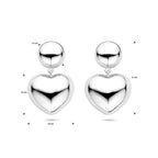 Ohrhänger Herzchen 32 mm Silber rhodiniert