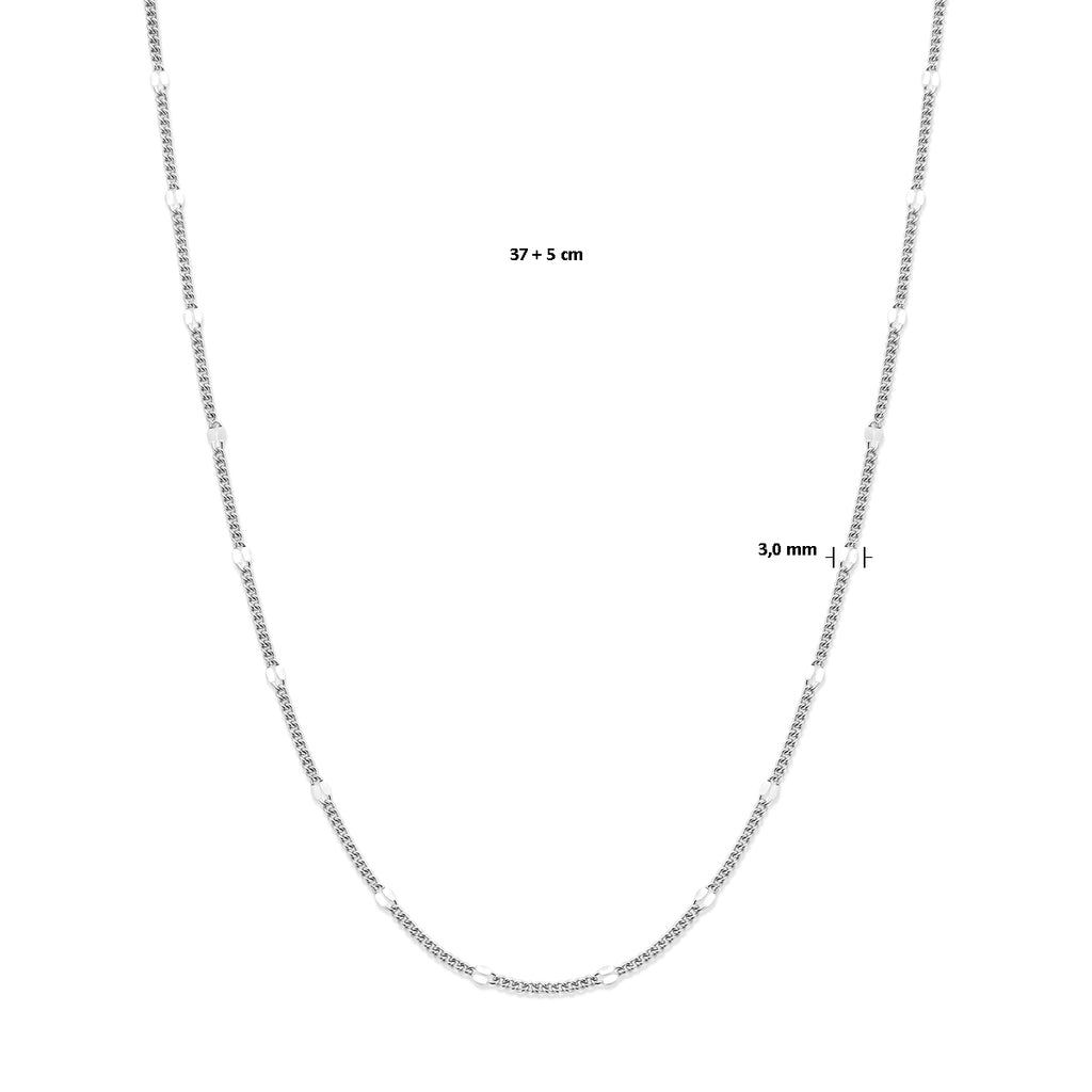 collier gourmette met tussenstuk 3,0 mm 37 + 5 cm zilver gerhodineerd