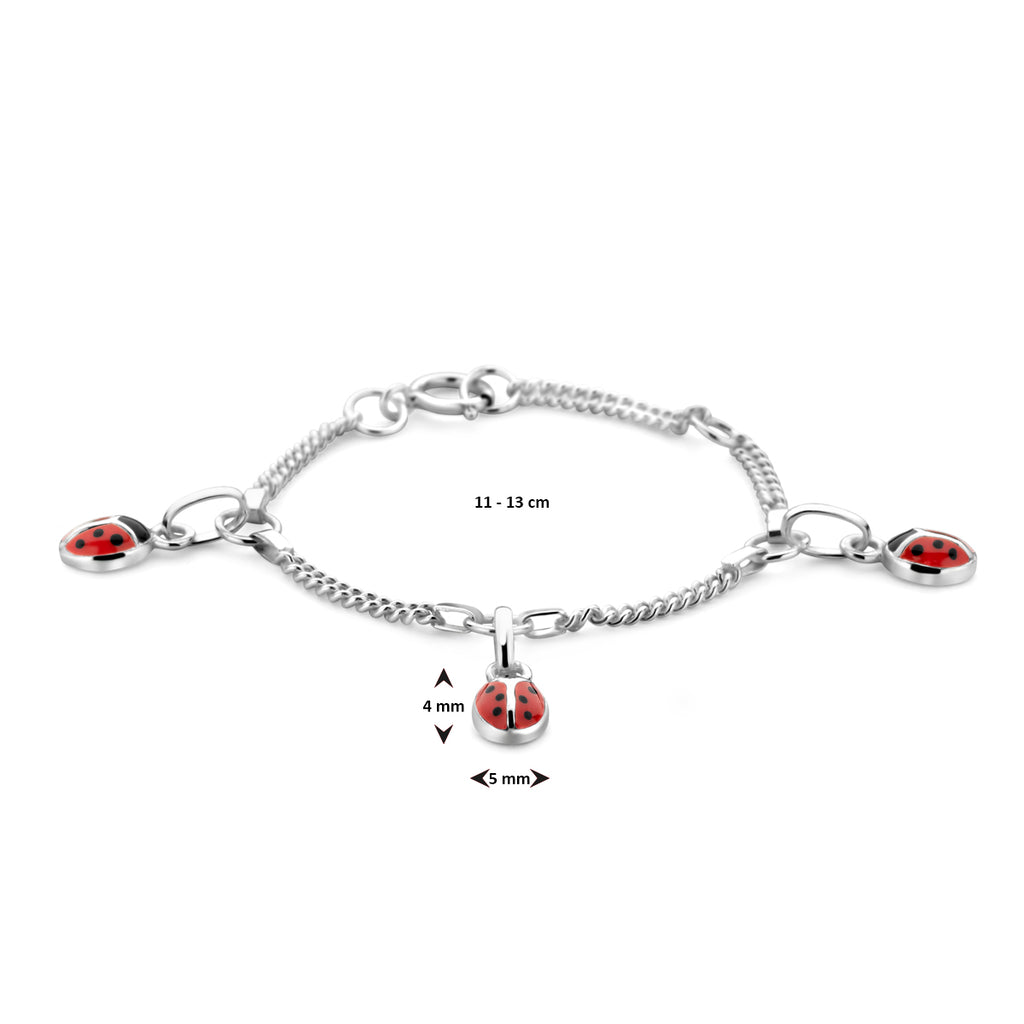 Armband Marienkäfer Emaille Silber weiß