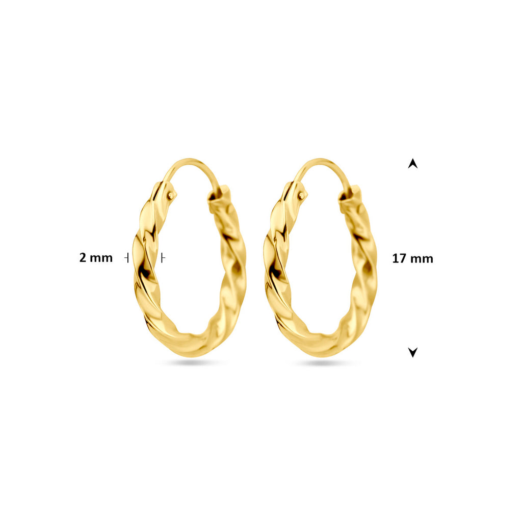 oorringen gedraaide buis 17 mm 14K geelgoud
