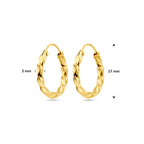 oorringen gedraaide buis 17 mm 14K geelgoud
