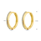 klapoorringen zirkonia 14K geelgoud