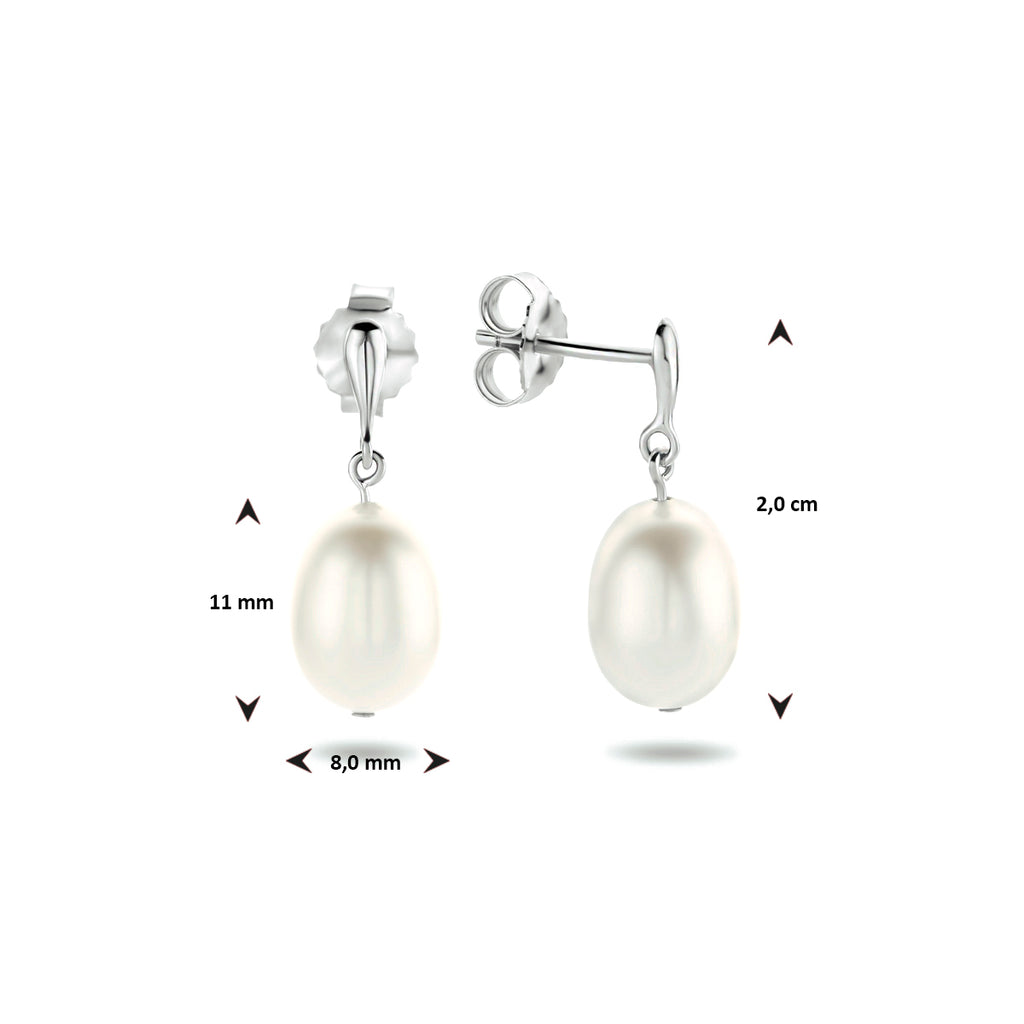 oorhangers parel zilver gerhodineerd