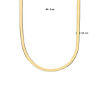 collier slang plat 3,3 mm 40 + 5 cm 3 micron zilver verguld (geel)