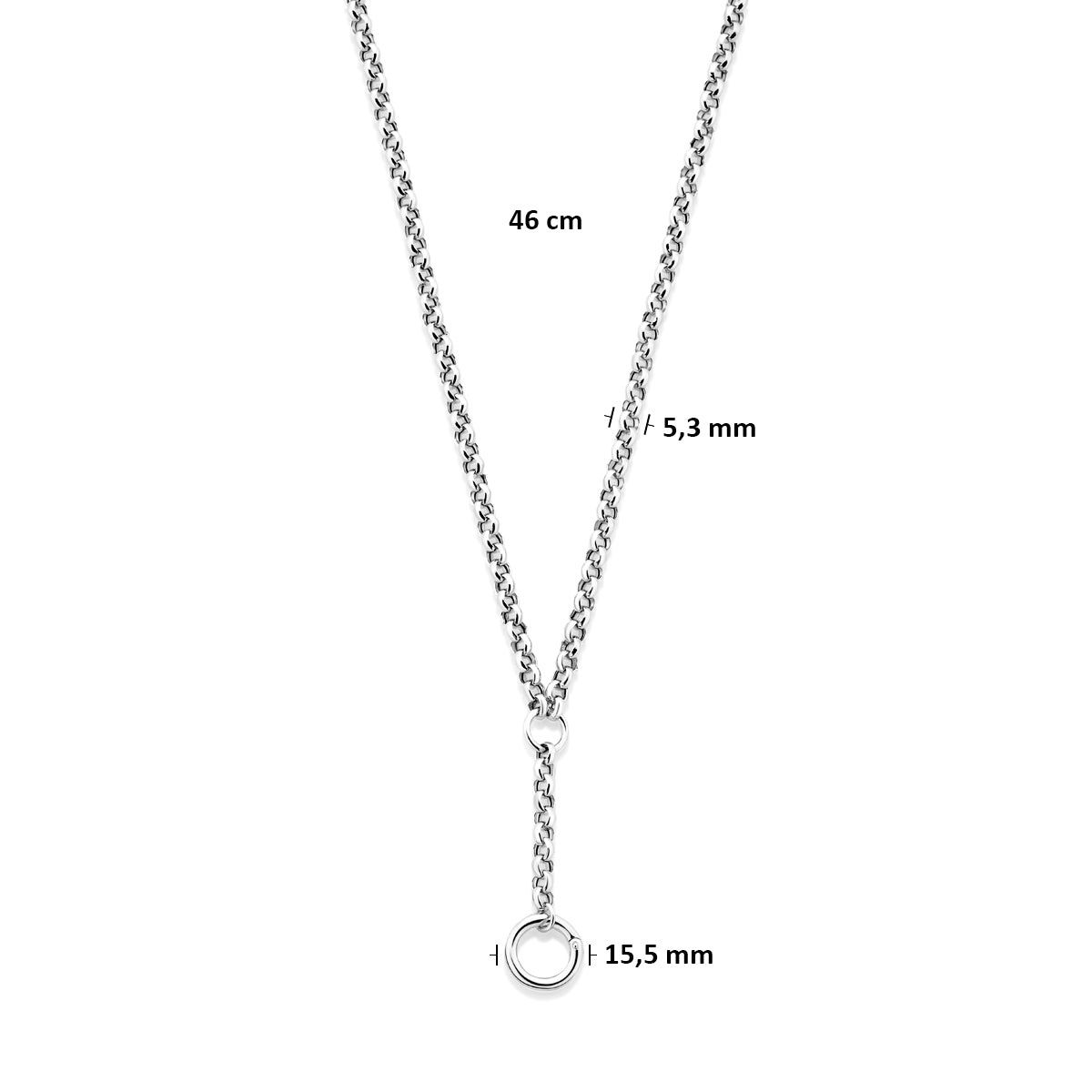 Y-Halskette Verbinder 46 cm rhodiniertes Silber