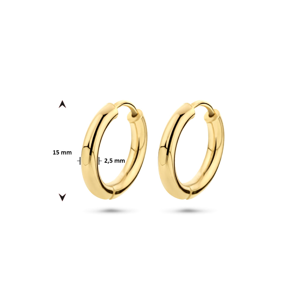 9k oorringen 15 mm 9K geel