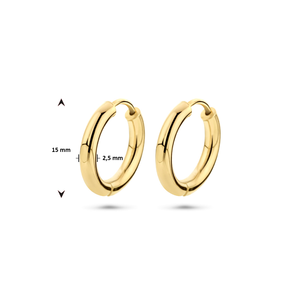 9k oorringen 15 mm 9K geel
