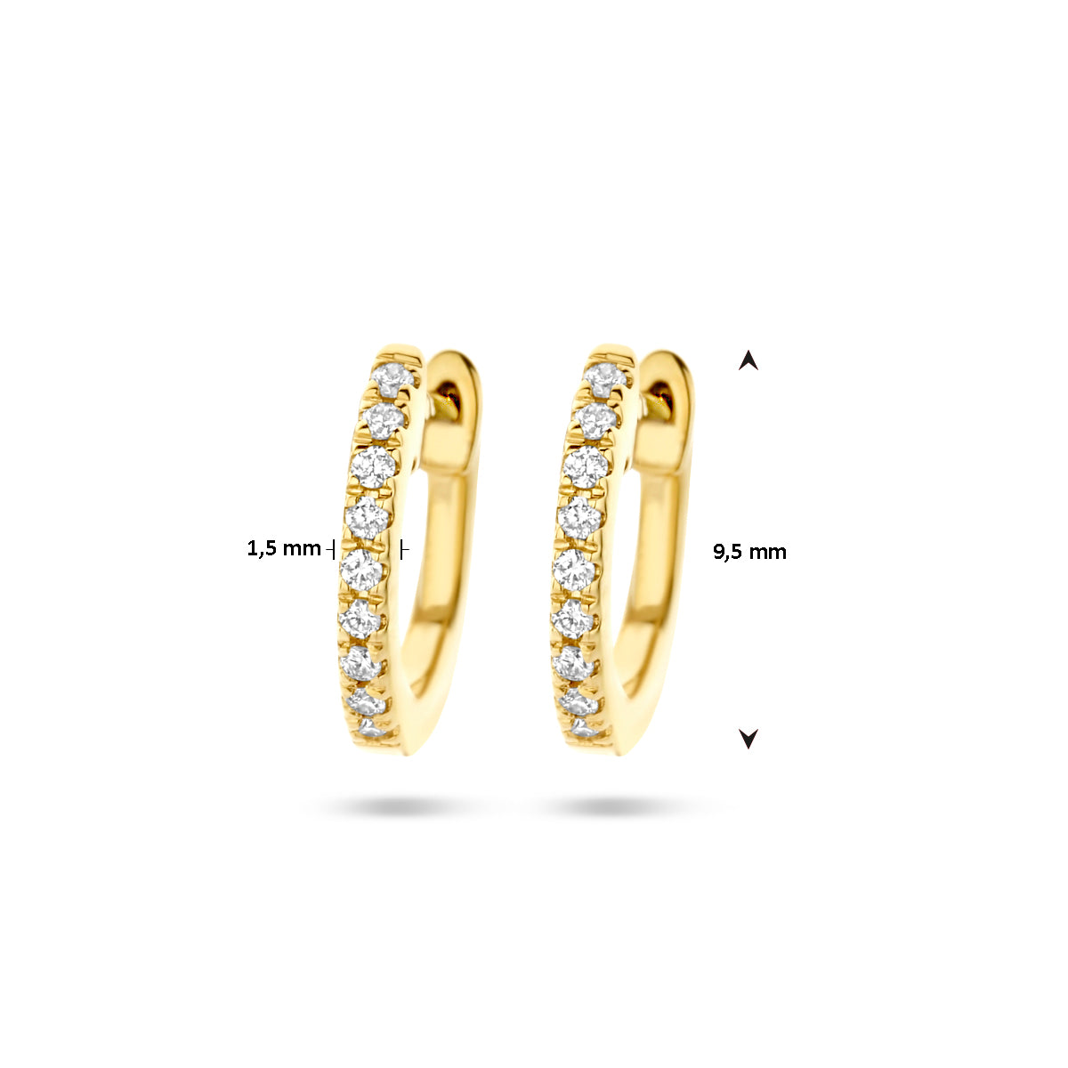 klapoorringen diamant 0.06ct (2x 0.03ct) h si 14K geelgoud