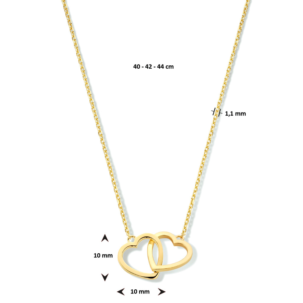 Halskette Herzen 40 - 42 - 44 cm 14K Gelbgold