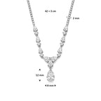 collier zirkonia 42 + 3 cm zilver gerhodineerd