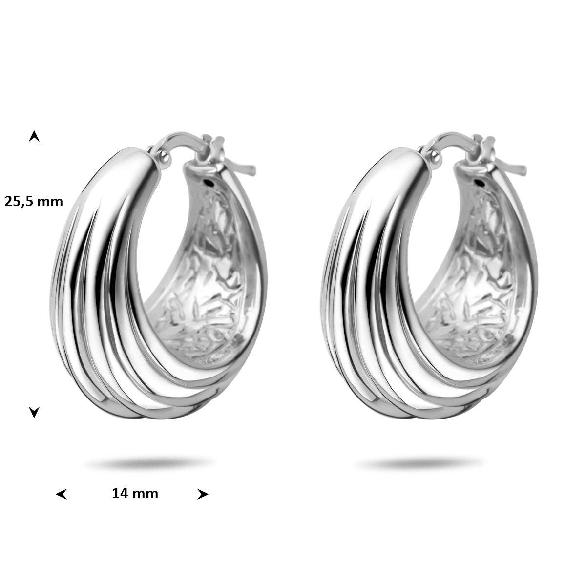 oorringen 25,5 mm zilver gerhodineerd