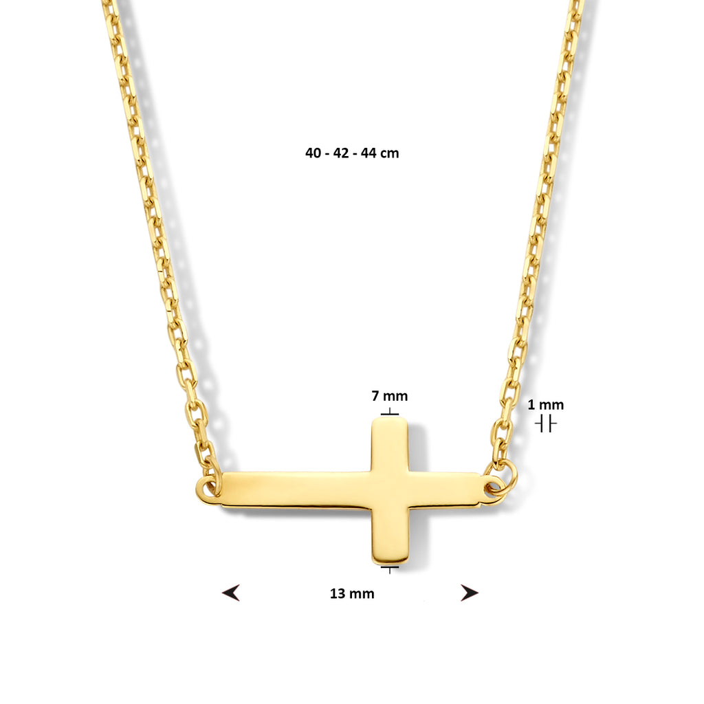 collier kruis 40 - 42 - 44 cm 14K geelgoud