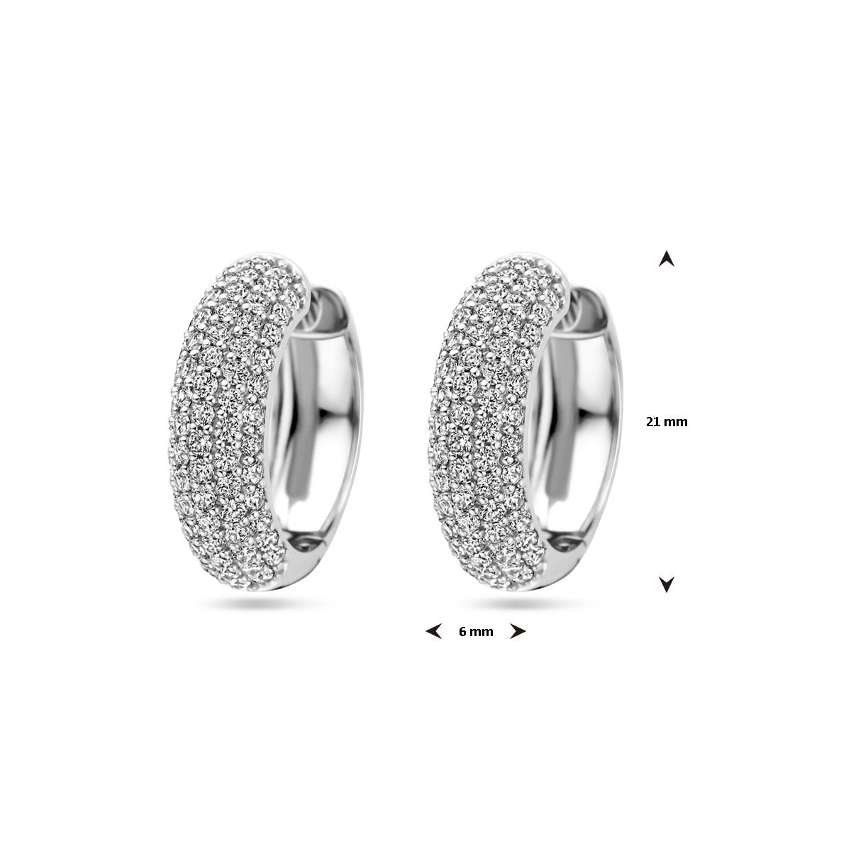 Klappohrringe Zirkonia 21 mm Silber rhodiniert