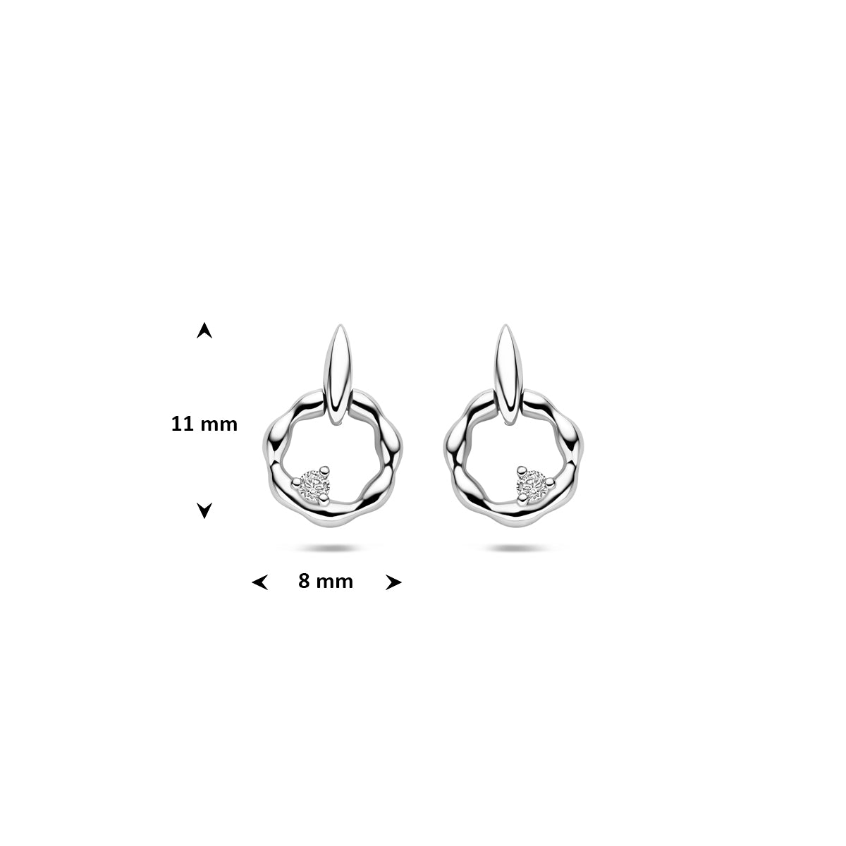 oorhangers zirkonia 11 mm zilver gerhodineerd