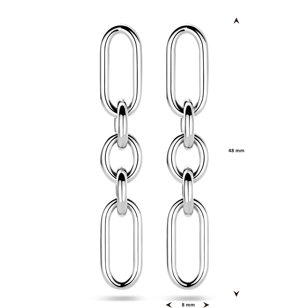 oorhangers schakel 48 mm zilver gerhodineerd