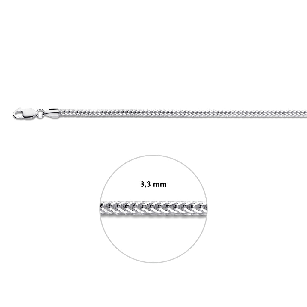 vossestaart 3,3 mm zilver wit