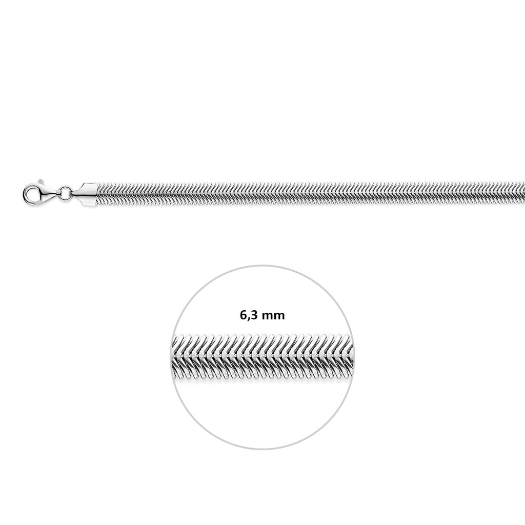 slang plat (bol) 6,3 mm zilver gerhodineerd