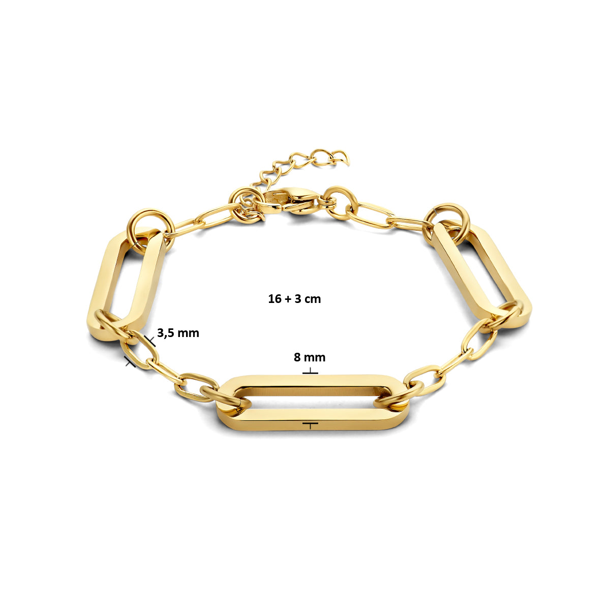 Armband Büroklammer Flachrohr 8 mm 16 + 3 cm ionenplattierter Edelstahl