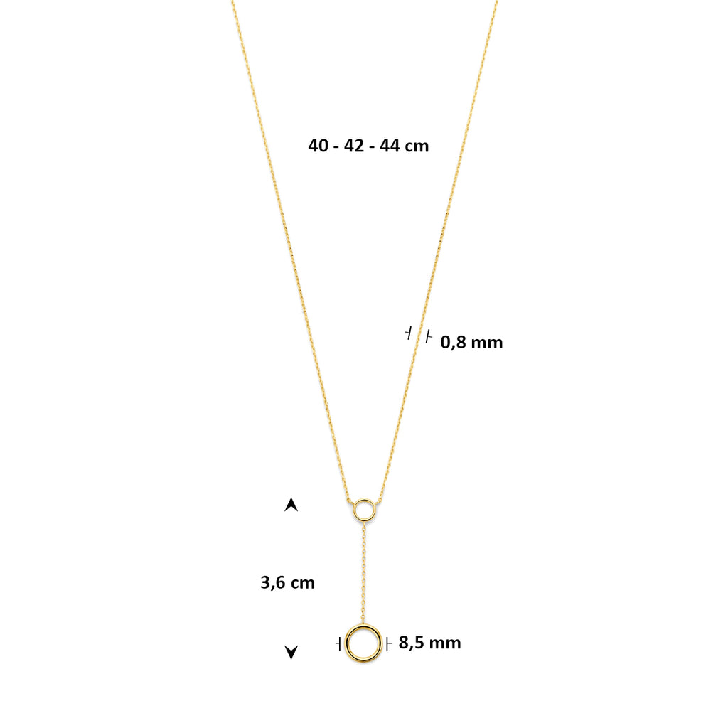 y-collier rondje 40 - 42 - 44 cm 14K geelgoud - rond