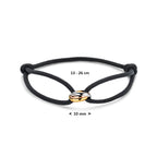 Armband Satin Schwarz Tricolor 13 - 26 cm 14K Gold mit Gummi/Nylon/Leder