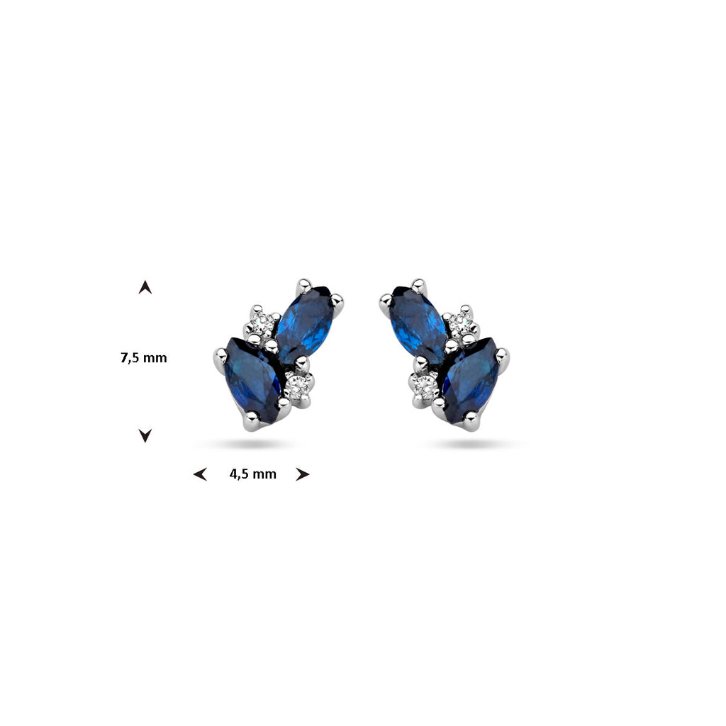 Ohrstecker Saphir und Diamant 0,02 ct (2x 0,01 ct) h p1 14K Weißgold
