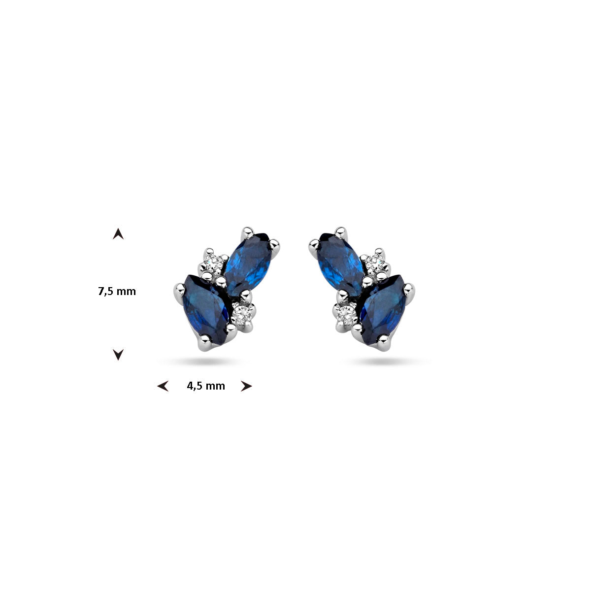 Ohrstecker Saphir und Diamant 0,02 ct (2x 0,01 ct) h p1 14K Weißgold