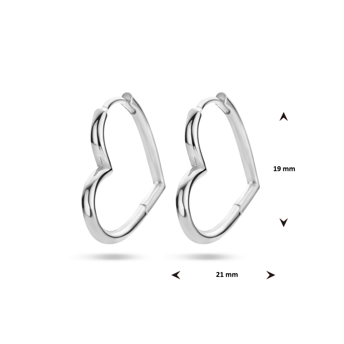 oorringen hart zilver gerhodineerd