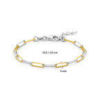 armband paperclip vierkante buis 3,0 mm 15,5 + 2,5 cm 3 micron zilver verguld (geel/rhodium)