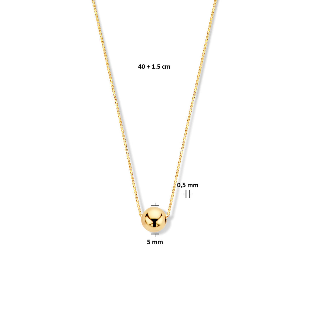 collier bol 0,5 mm 40 + 1,5 cm 14K geelgoud