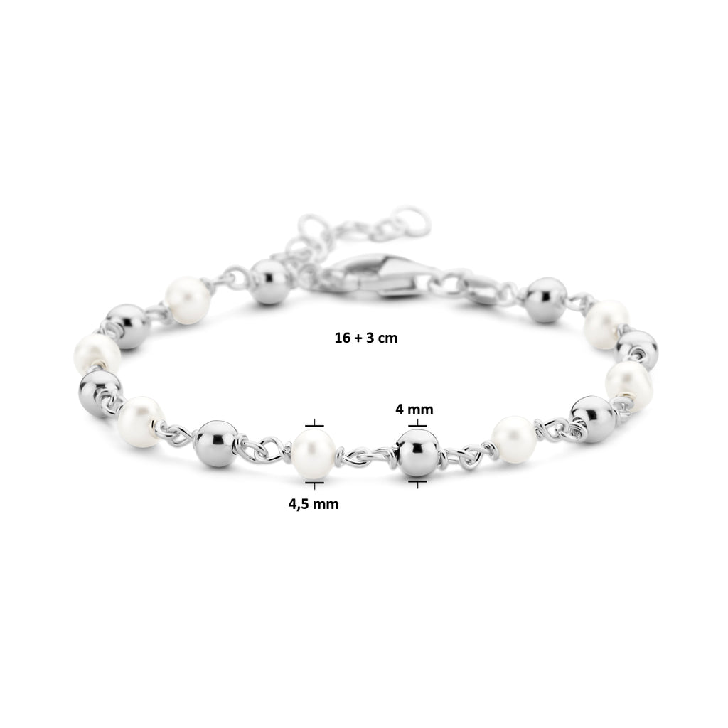 Armband Perle und Perlen 16 + 3 cm Silber rhodiniert
