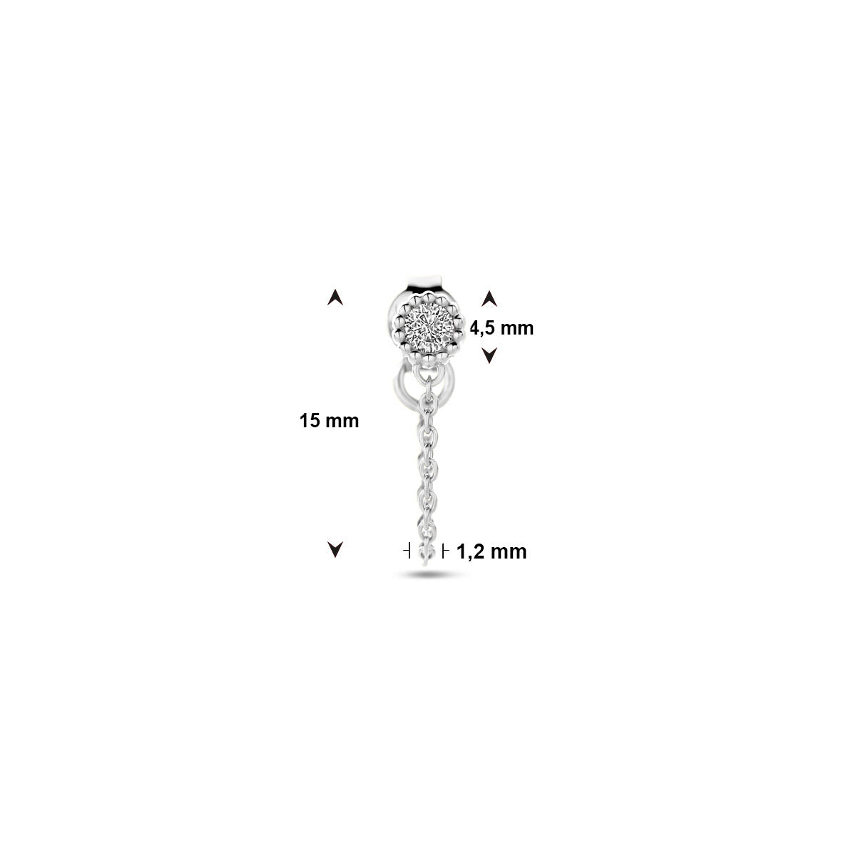Ohrstecker pro Stück Zirkonia Silber rhodiniert