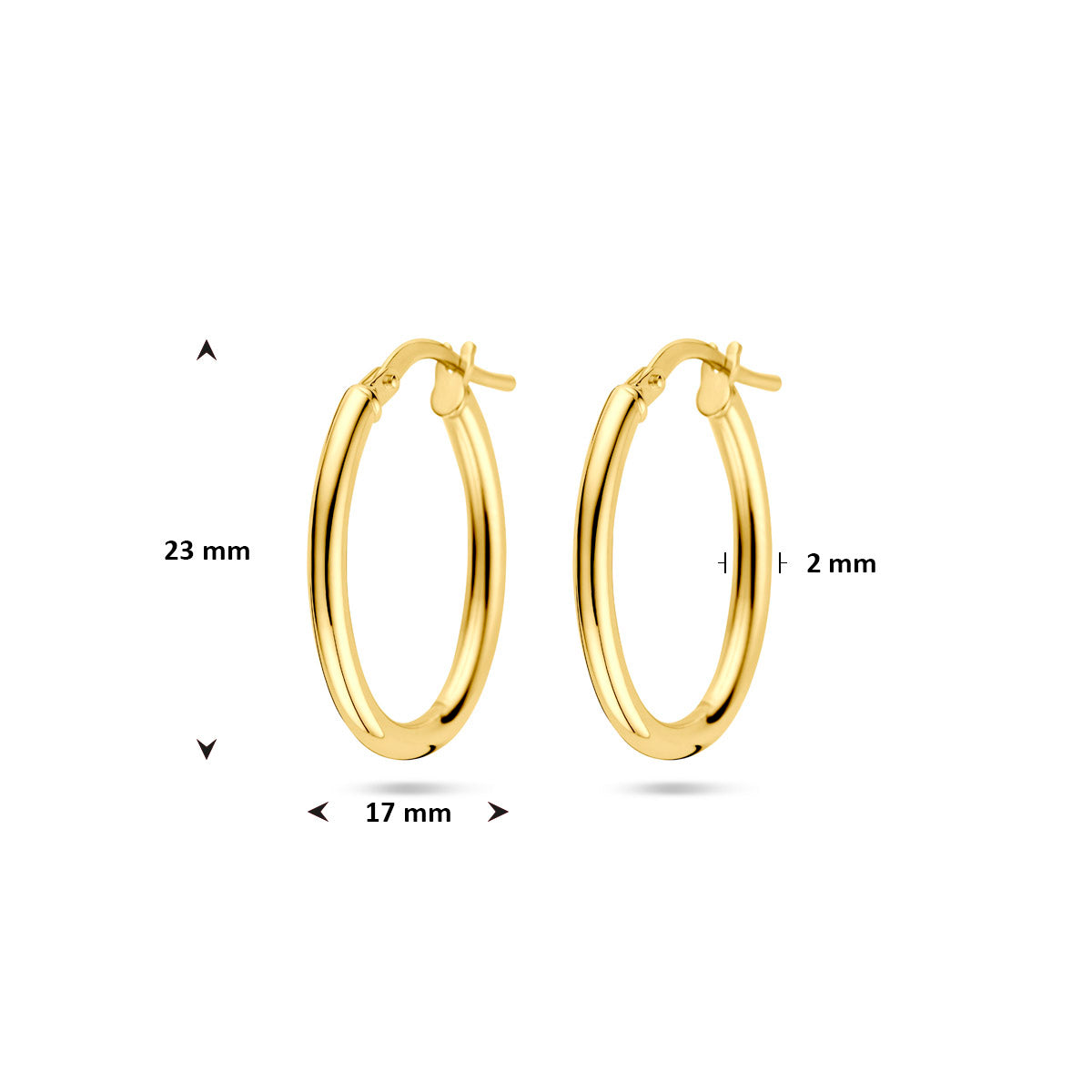 oorringen 23 mm Silgold (geel met zilverkern)