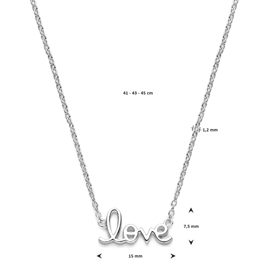 Halskette Love 41 - 43 - 45 cm rhodiniertes Silber