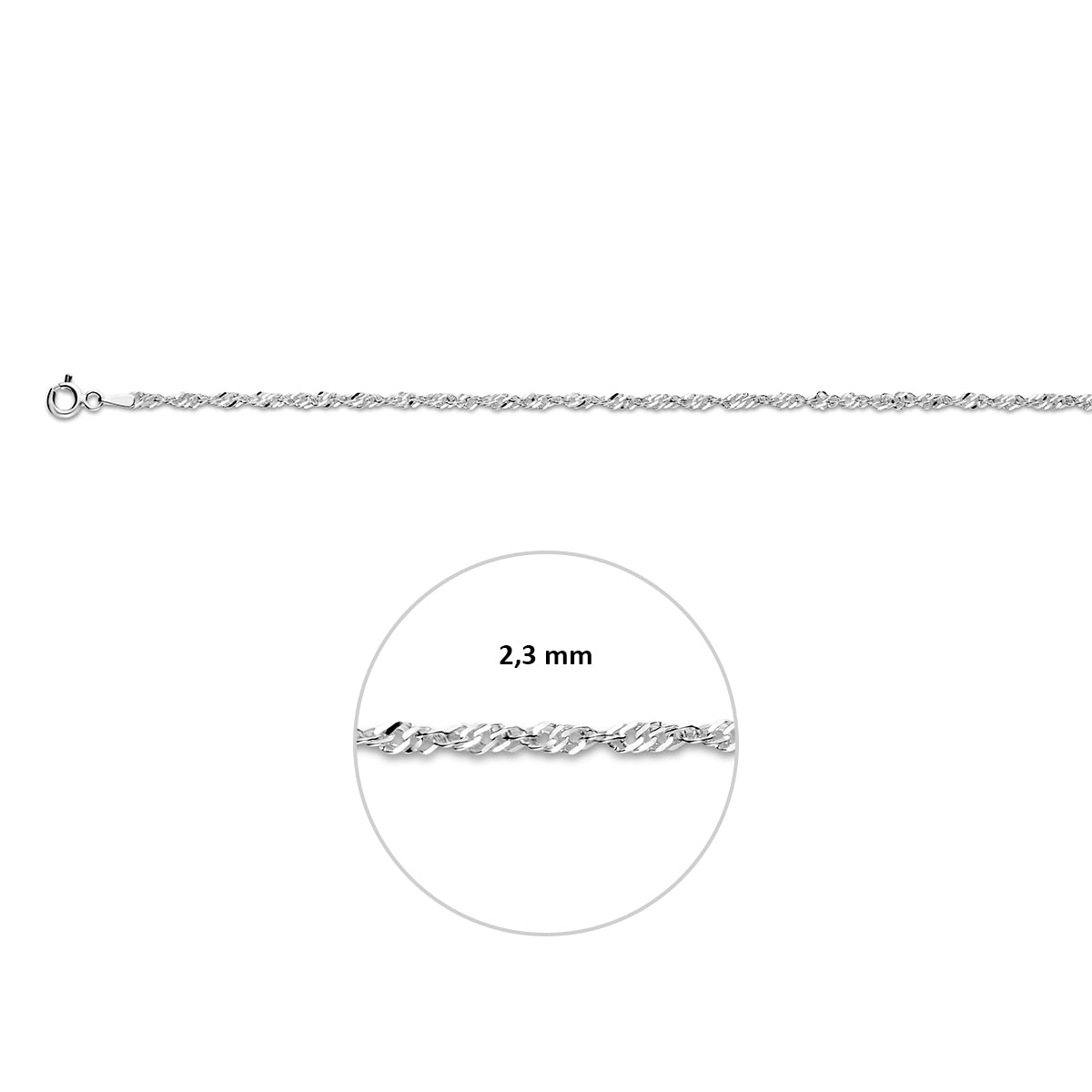 Singapur 2,3 mm rhodiniert Silber