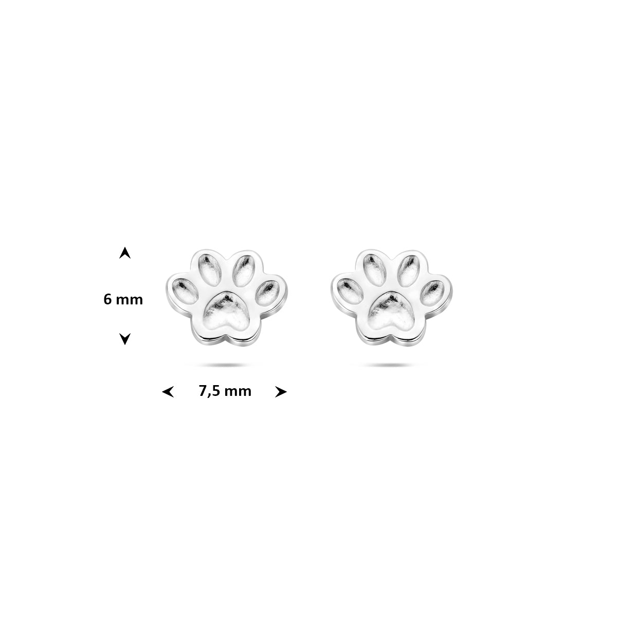 Ohrstecker Hundepfote 6 mm Silber rhodiniert