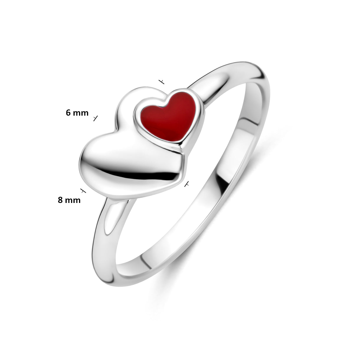 Ring Emaille Herz Silber rhodiniert
